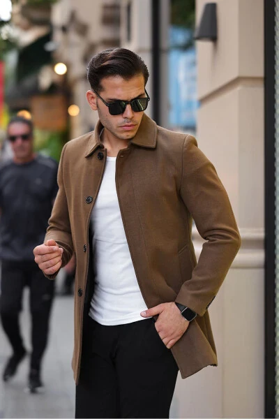 Мужское пальто из кашемира с узким кроем - GM GIYIMARKET