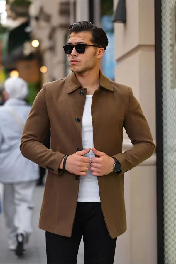 Мужское пальто из кашемира с узким кроем - 2