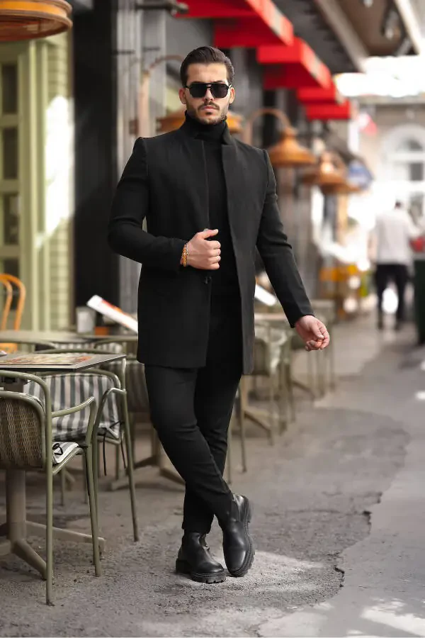 Мужское пальто из кашемира Slim Fit - 1