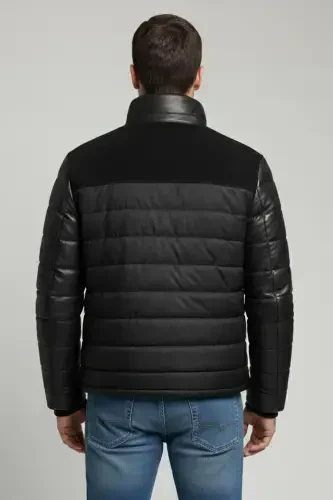 Мужское пальто из натуральной кожи, короткое, с лацканами. - 3