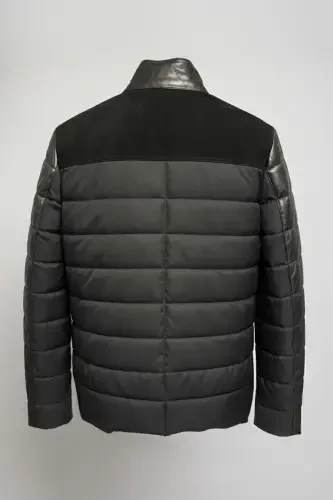 Мужское пальто из натуральной кожи, короткое, с лацканами. - 7