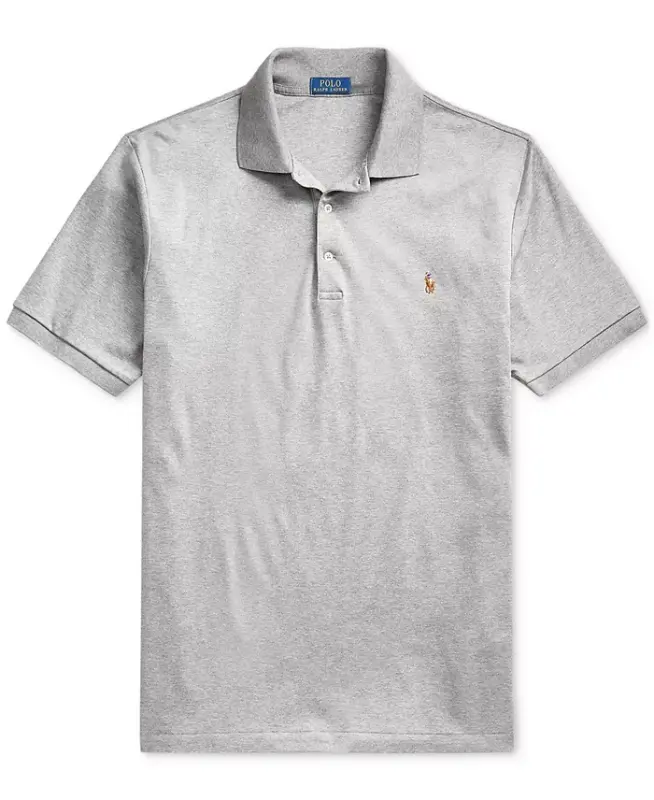 Мужское поло Classic Fit из мягкого хлопка больших размеров — Стальной меланж - 5