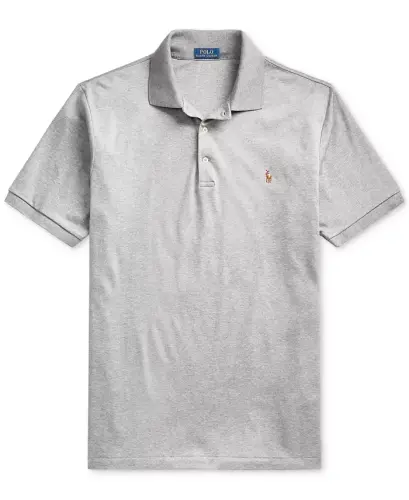 Мужское поло Classic Fit из мягкого хлопка больших размеров — Стальной меланж - 6