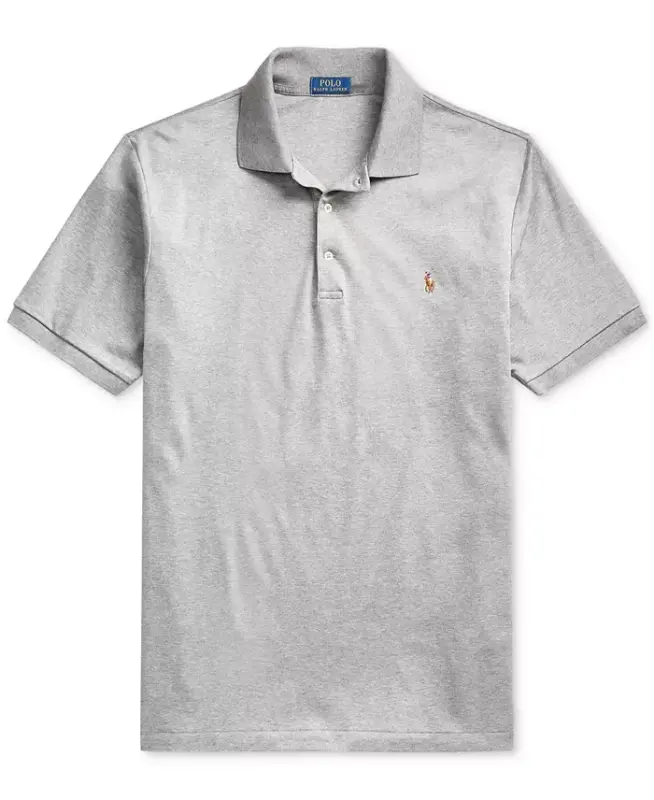 Мужское поло Classic Fit из мягкого хлопка больших размеров — Стальной меланж - 6