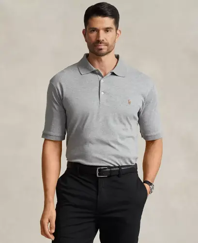 Мужское поло Classic Fit из мягкого хлопка больших размеров — Стальной меланж 
