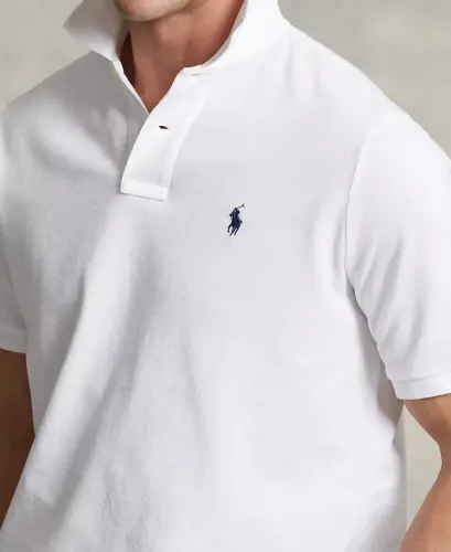 Мужское поло классического кроя из сетки — Белый - 3