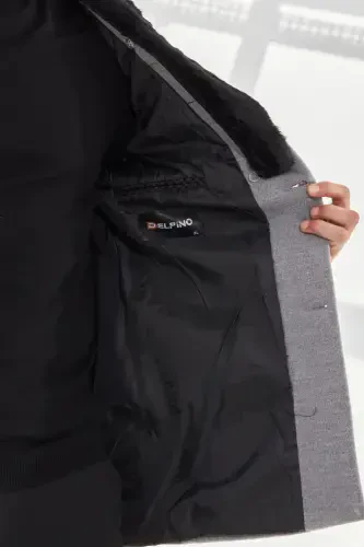 Мужское приталенное длинное кашемировое пальто - светло-серое - 5