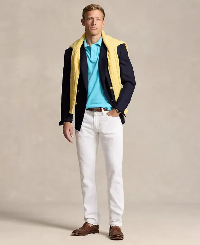 Мужское сетчатое поло классического кроя - Бирюзовый Нова - 3