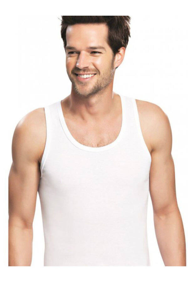 Мужской 6-пакет хлопковый белый топ без рукавов 101 - 1