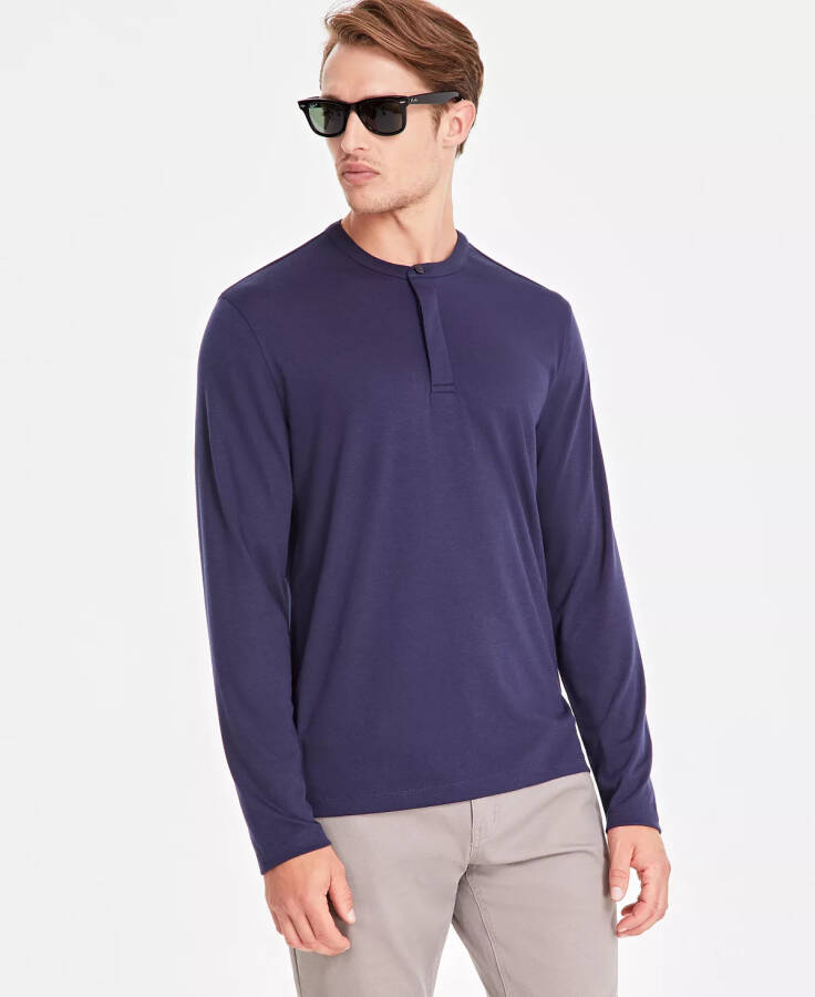 Мужской Alfatech Solid Henley, созданный для Modazone Neo Navy - 1