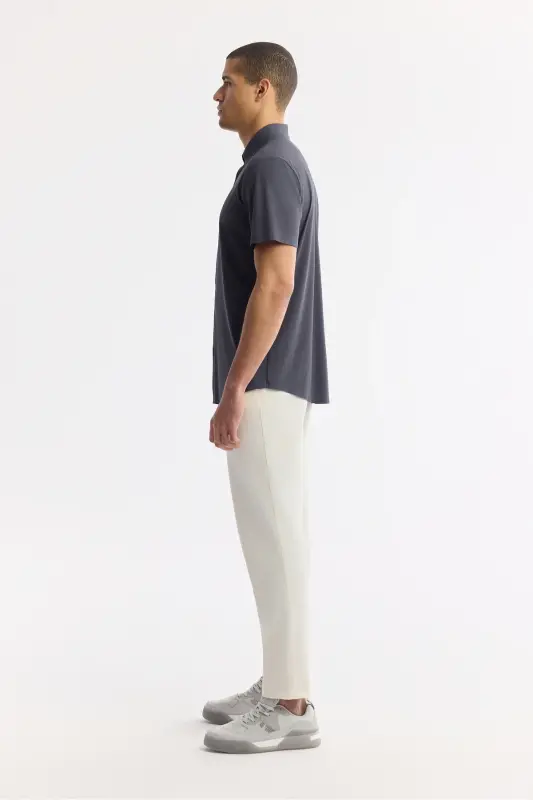 Мужской антрацитовый классический воротник, техническая ткань, трикотаж, короткий - 3