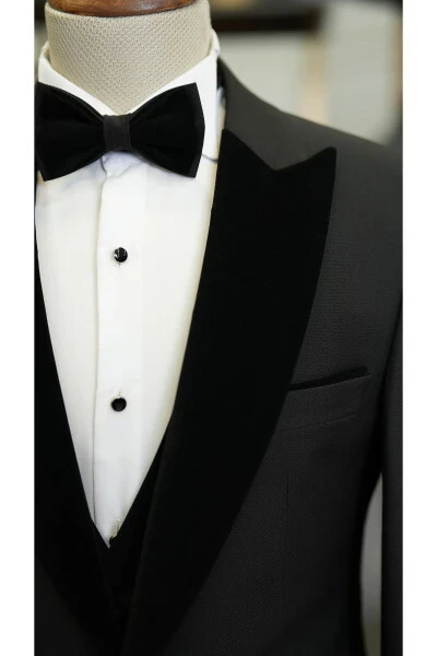 Мужской бархатный смокинг для жениха с воротником-шалью итальянского стиля Slim Fit пиджак жилет брюки галстук-бабочка - 4