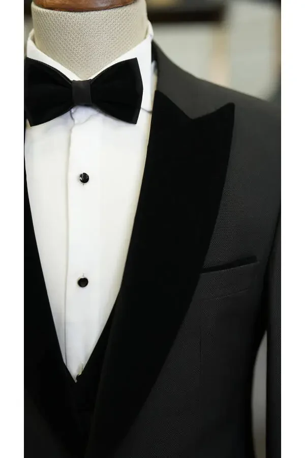 Мужской бархатный смокинг для жениха с воротником-шалью итальянского стиля Slim Fit пиджак жилет брюки галстук-бабочка - 4