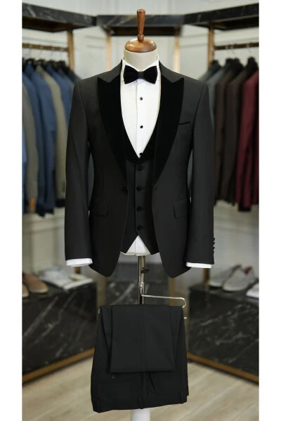 Мужской бархатный смокинг для жениха с воротником-шалью итальянского стиля Slim Fit пиджак жилет брюки галстук-бабочка - 6