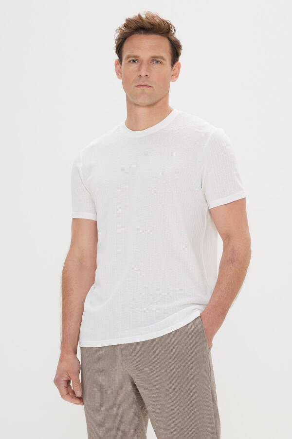 Мужской белый облегающий узкий крой 100% хлопок армюр - 1