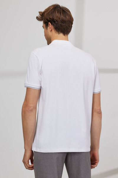 Мужской Белый Slim Fit Узкий Поло Воротник Хлопок К - 6