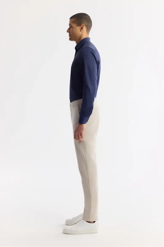 Мужской бежевый Slim Fit классический пояс хлопковый мягкий на ощупь - 2