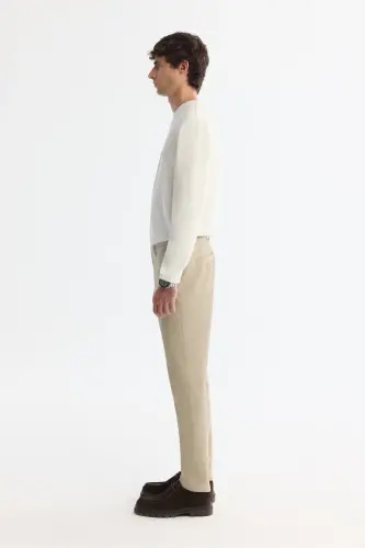 Мужской бежевый Slim Fit с боковыми карманами, текстурированный би-стрейч - AVVA (1)