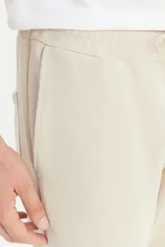 Мужской Бежевый Стандартный Крой Прямой 2 Нитки С Карманами Удобные Переработанные Хлопковые Джоггеры-Бежевый - 4