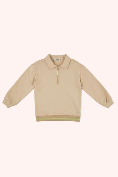 Мужской бежевый свитшот с воротником. - PANÇO