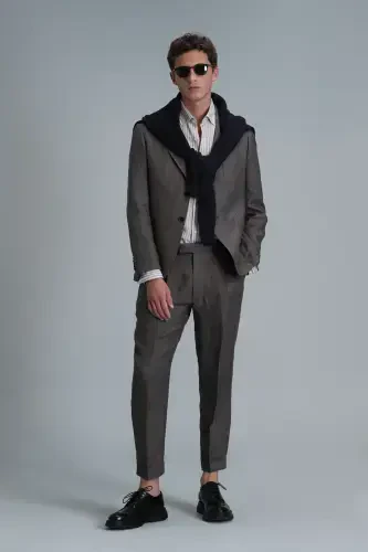 Мужской блейзер Petro Sport Slim Fit коричневый - LUFIAN (1)