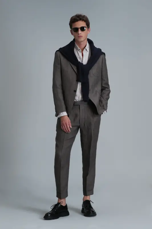 Мужской блейзер Petro Sport Slim Fit коричневый - 2