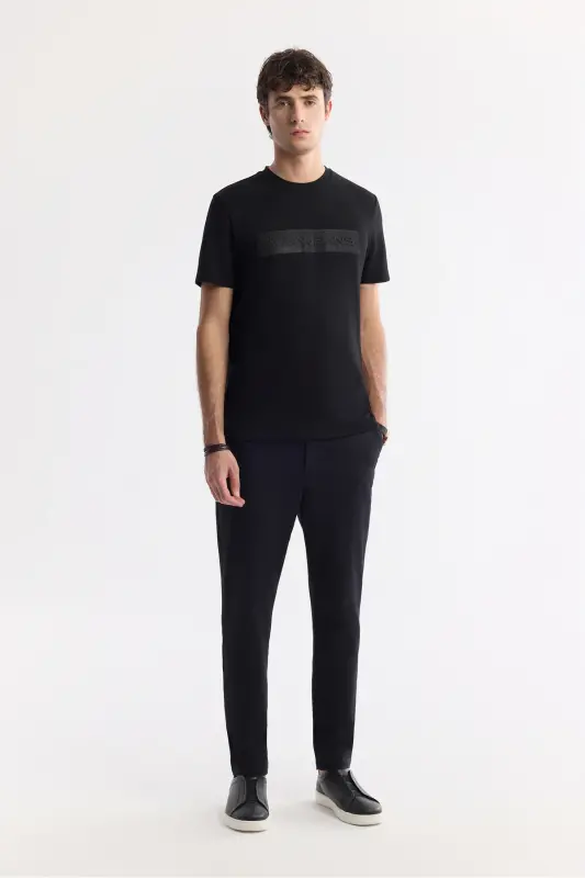 Мужской черный Slim Fit классический пояс хлопковый мягкий Tu - 1