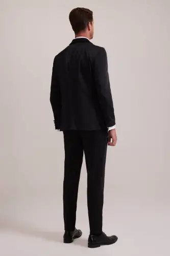 Мужской черный смокинг с ласточкиным воротником Slim Fit - 8