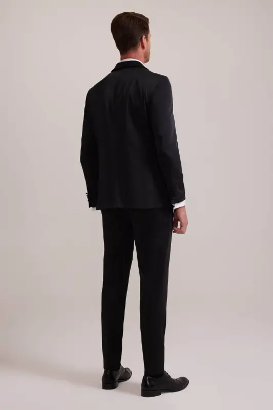 Мужской черный смокинг с ласточкиным воротником Slim Fit - 8