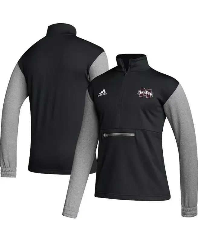 Мужской черный топ Mississippi State Bulldogs Sideline AEROREADY на молнии до половины — черный - 1