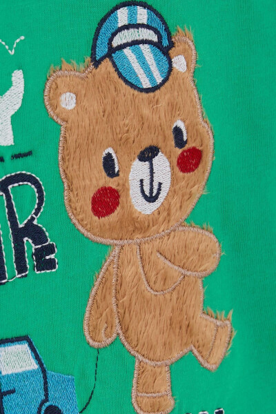 Мужской Детский Лонгслив Футболка Мишка Принт Надпись - 4