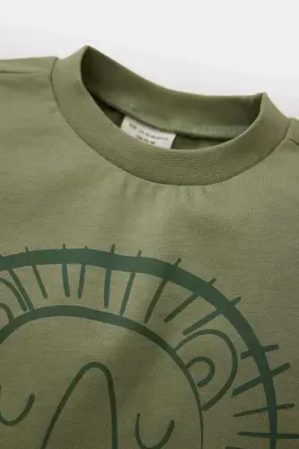 Мужской Детский Велосипедный Воротник Лев Печать Длинный рукав - DEFACTO (1)