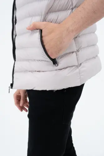 Мужской дутый жилет непромокаемый Waterproof - КАМЕННЫЙ - 7