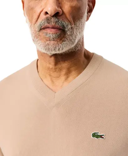 Мужской джемпер с V-образным вырезом, однотонный, стандартного кроя - 3