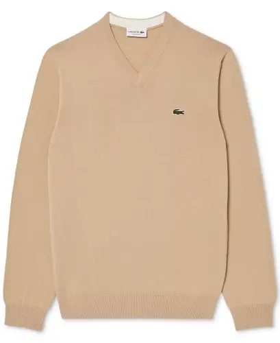 Мужской джемпер с V-образным вырезом, однотонный, стандартного кроя - 6