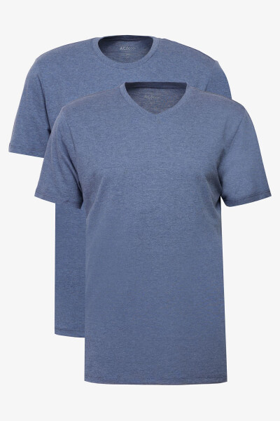 Мужской INDIGO MELANJ-INDIGO MELANJ Комплект из 2 Slim Fit Узкая хлопковая футболка 