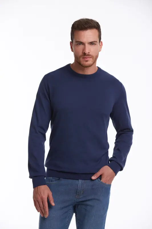 Мужской Indigo Regular Fit 100% Хлопок Круглый Вырез - HATEMOĞLU
