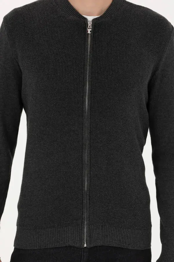 Мужской кардиган из трикотажа Basic Anthracite Mélange 50277107-VR081 - 6