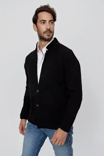 Мужской кардиган крупной вязки Regular Fit, черный 23w208-черный - 3