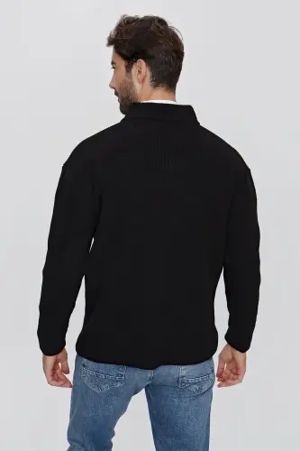 Мужской кардиган крупной вязки Regular Fit, черный 23w208-черный - 5