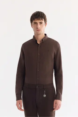 Мужской Кофе Relaxed Fit Эластичный пояс 100% лен P - 3