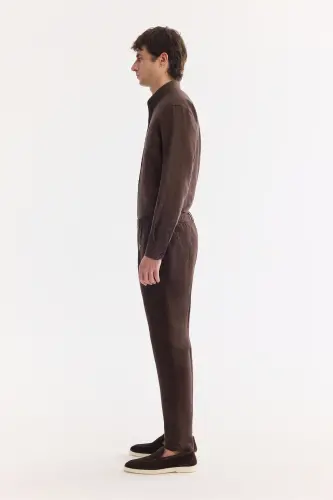 Мужской Кофе Relaxed Fit Эластичный пояс 100% лен P - 7
