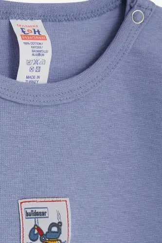 Мужской комбинезон-боди на кнопках с принтом строительной техники, 9 месяцев - 3 года, лиловый-лиловый - 3