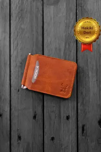 Мужской Кошелек Коричневый Картхолдер Натюрель С Зажимом для Денег Подарочный Кожаный Кошелек Картхолдер | Larga-Taba - 1