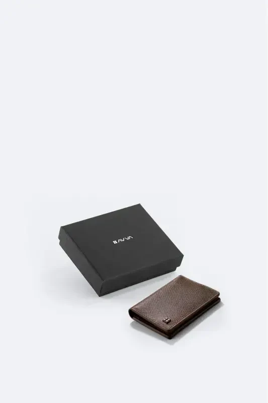 Мужской кожаный кошелек, коричневый, 100% кожа. - AVVA