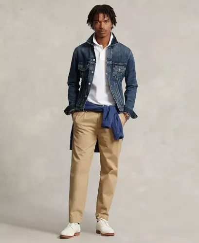 Мужской крой Slim Fit Меш поло-футболка Белый 