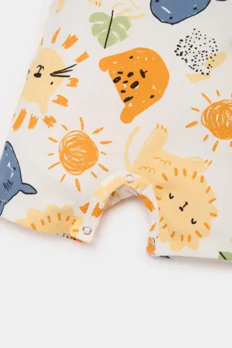 Мужской младенческий костюм с коротким рукавом и животным принтом из хлопчатобумажной ткани E4012A525SM - 3