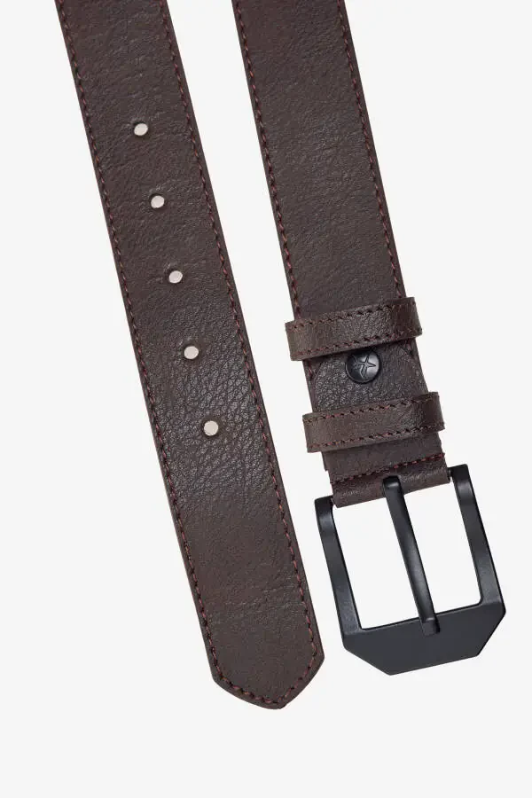 Мужской набор из 2 кожаных ремней с черным и коричневым цветом в специальной деревянной подарочной коробке, для жениха - 5