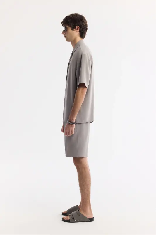 Мужской Nardo Oversize Fit Серая рубашка-апаж из модала - 3