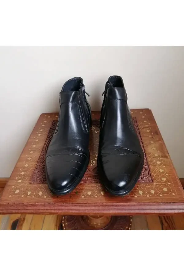 Мужской Натуральная Кожа Черный Крокодил Тиснение Комби Молния - 1